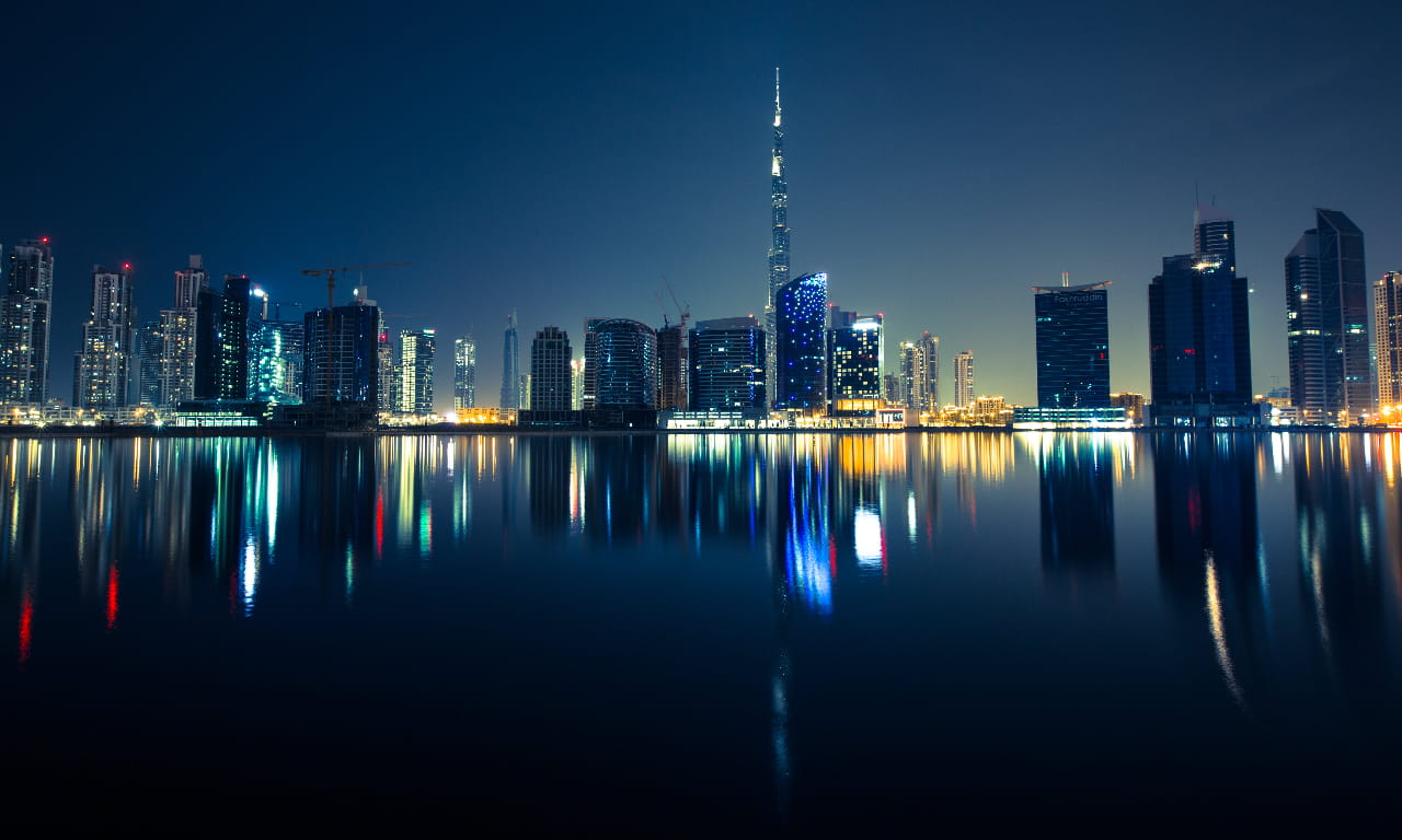 迪拜，夜景，城市