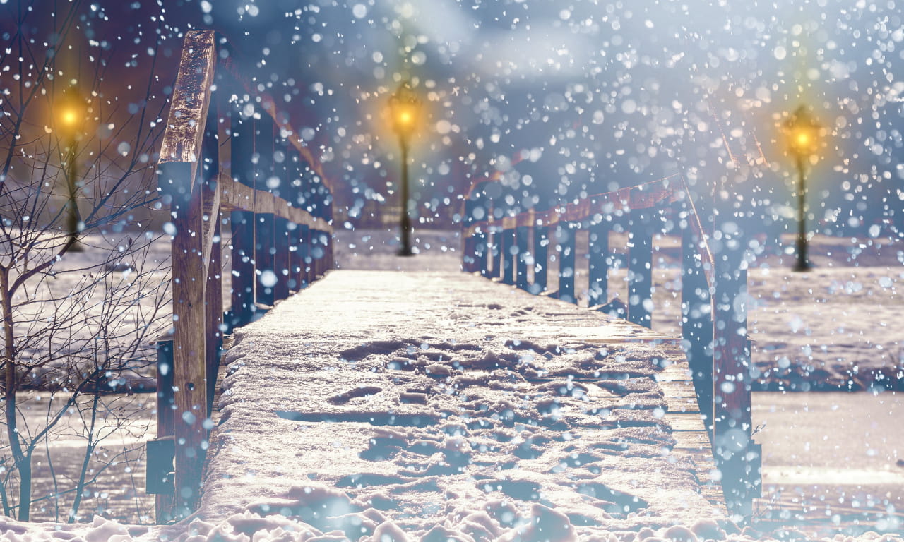 下雪，灯，梦幻